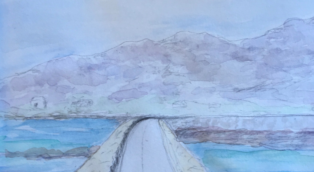 Watercolour Painting of Eriskay Causeway